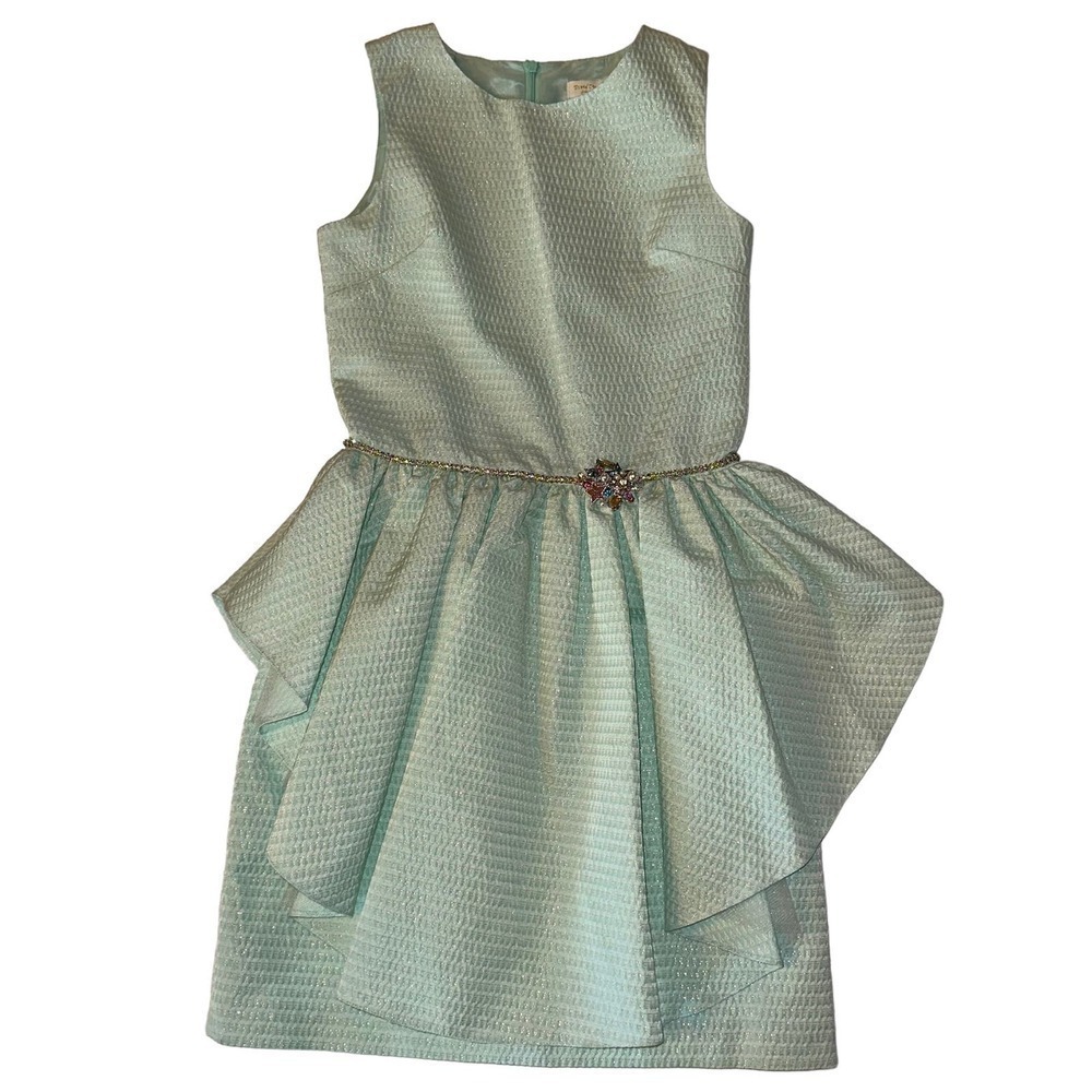 NWOT David Charles London Waterfall Dress Turquoise Girls 16